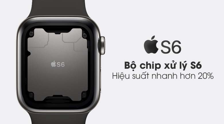 Apple Watch S6 LTE 40mm viền thép dây cao su đen