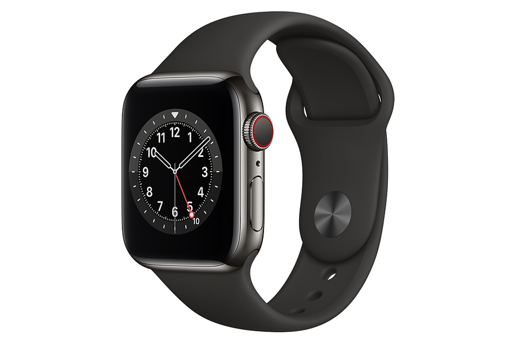 Apple Watch S6 LTE 40mm viền thép dây cao su đen chính hãng