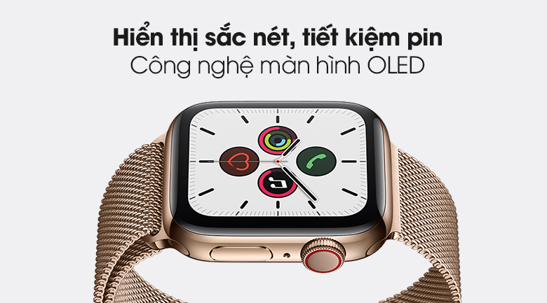 Apple Watch S5 LTE 40mm viền thép dây thép vàng