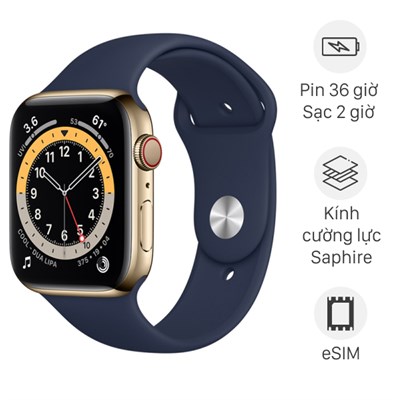 Apple Watch S6 LTE 40mm viền thép dây cao su xanh dương