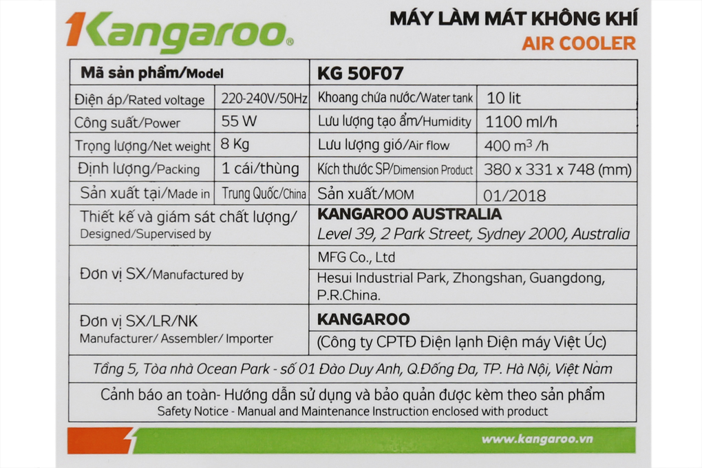 Quạt điều hòa Kangaroo KG50F07