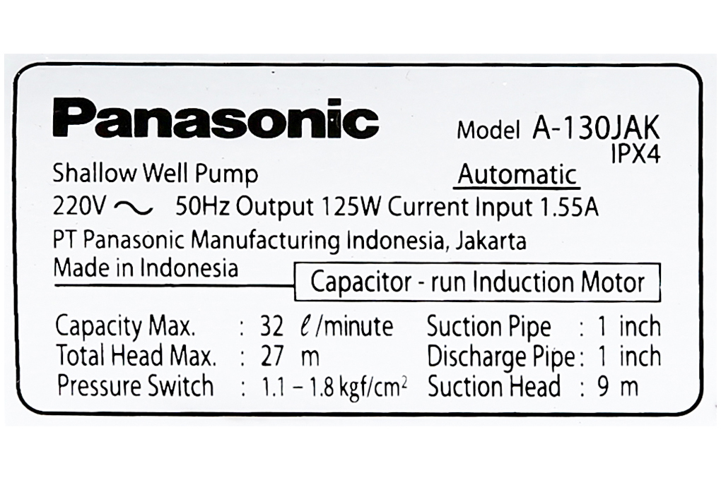 Máy bơm nước tăng áp Panasonic A-130JAK 125W