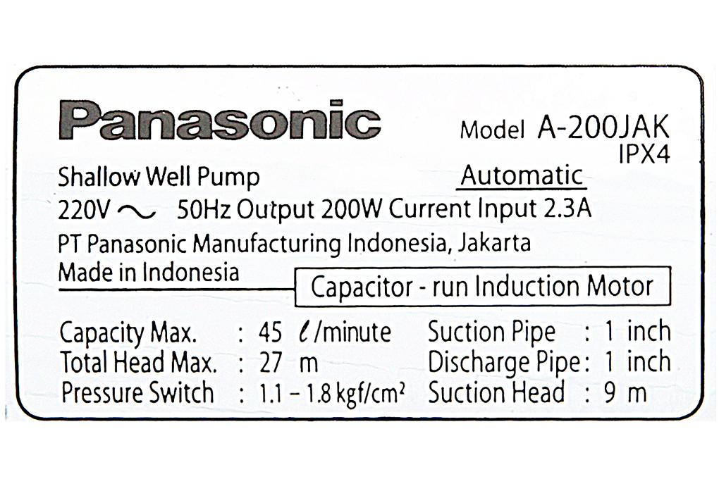 Máy bơm nước tăng áp Panasonic A-200JAK 200W