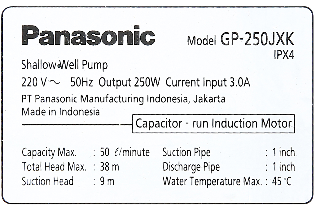 Máy bơm nước đẩy cao Panasonic GP-250JXK-SV5 250W