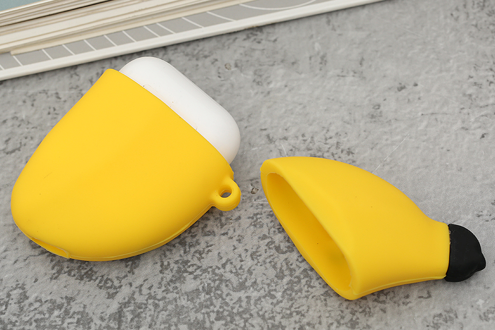 Túi đựng AirPods 1 & 2 Silicone kèm móc JM FR02 hình Quả chuối vàng