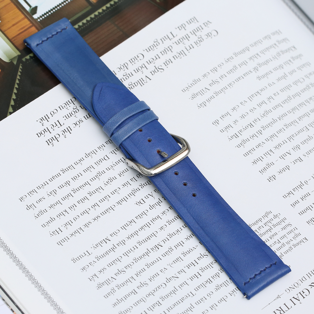 Dây da đồng hồ size 22 mm xanh nhạt DVM6K3
