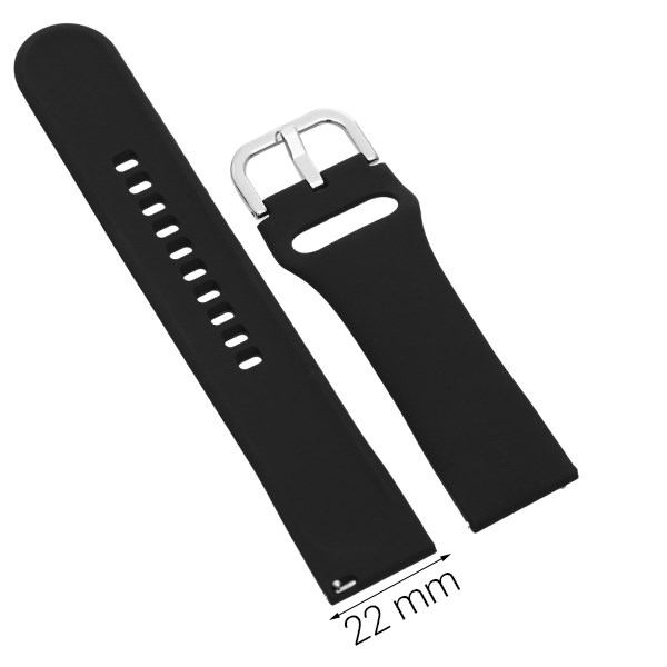 Dây silicone đồng hồ Samsung/Huawei/khác size 22mm Đen M04-01-22