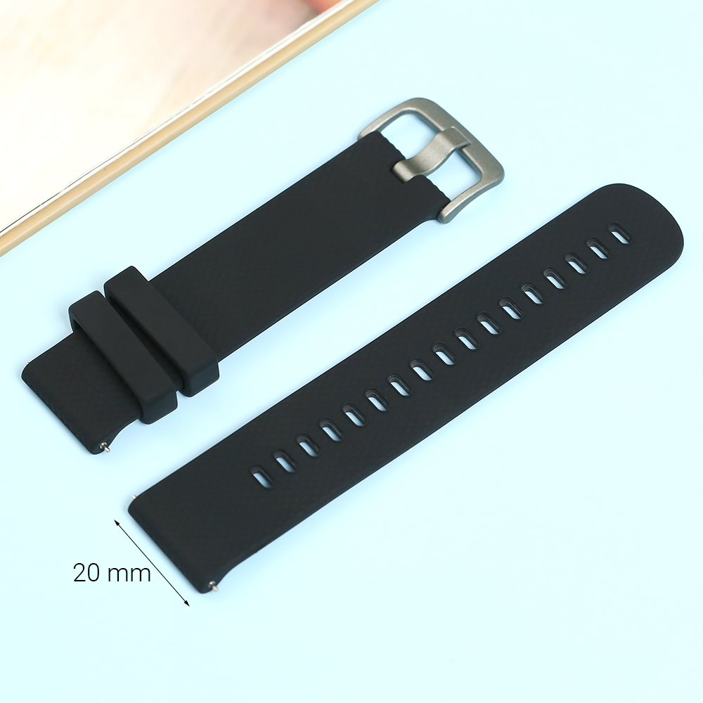 Dây silicone đồng hồ Samsung/Huawei/khác 20 mm đen RZ-JM20