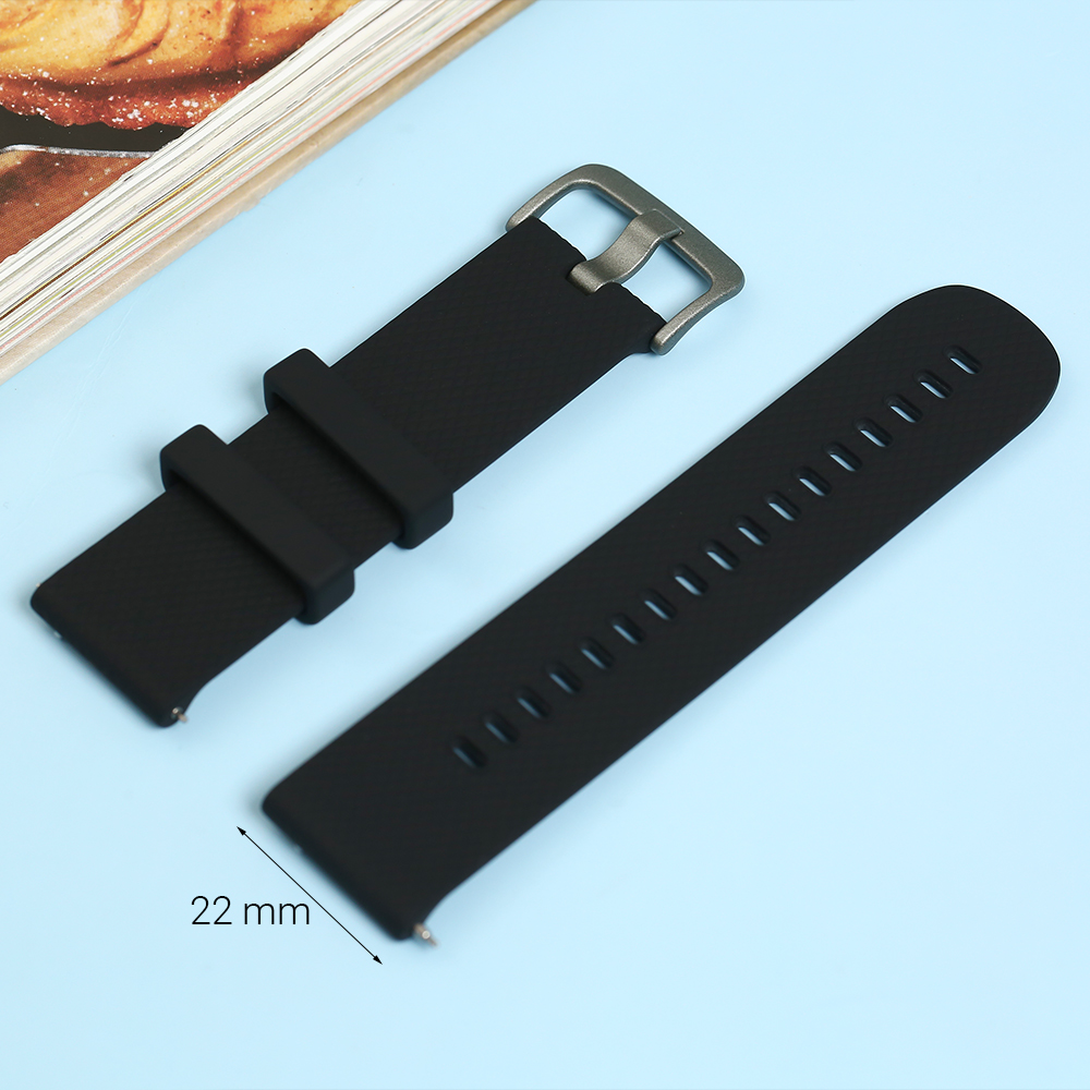 Dây silicone đồng hồ Samsung/Huawei/khác 22 mm đen RZ-JM20