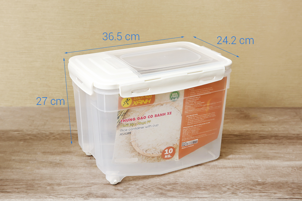 Thùng đựng gạo nhựa có bánh xe DMGK JCJ1399 10 kg