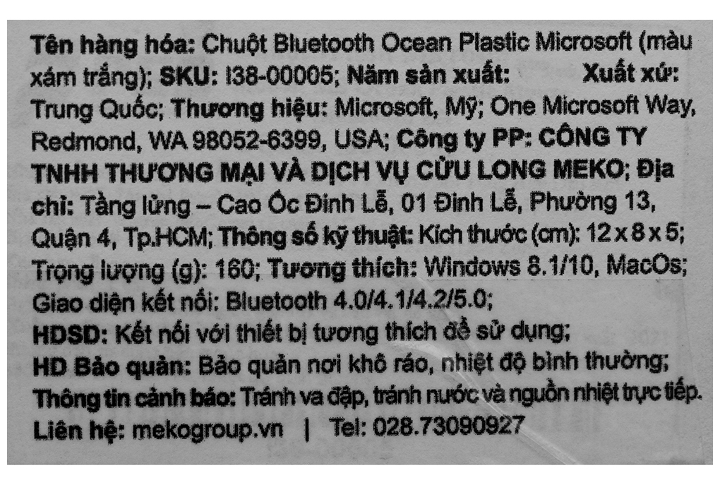 Chuột Bluetooth Microsoft Ocean Plastic Xám Trắng