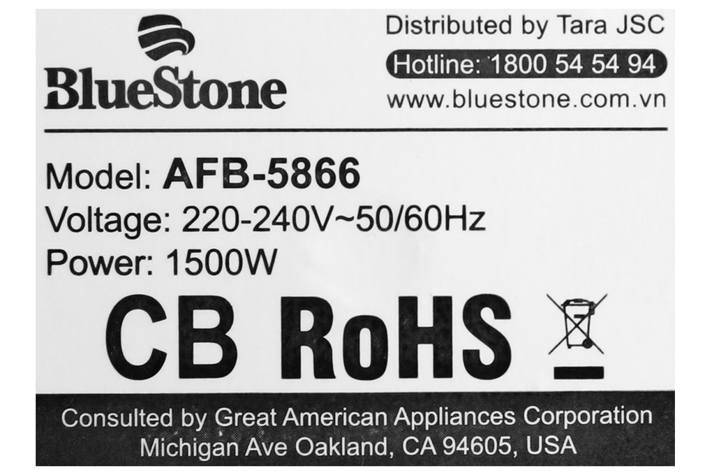 Nồi chiên không dầu Bluestone AFB-5866 3.5 lít