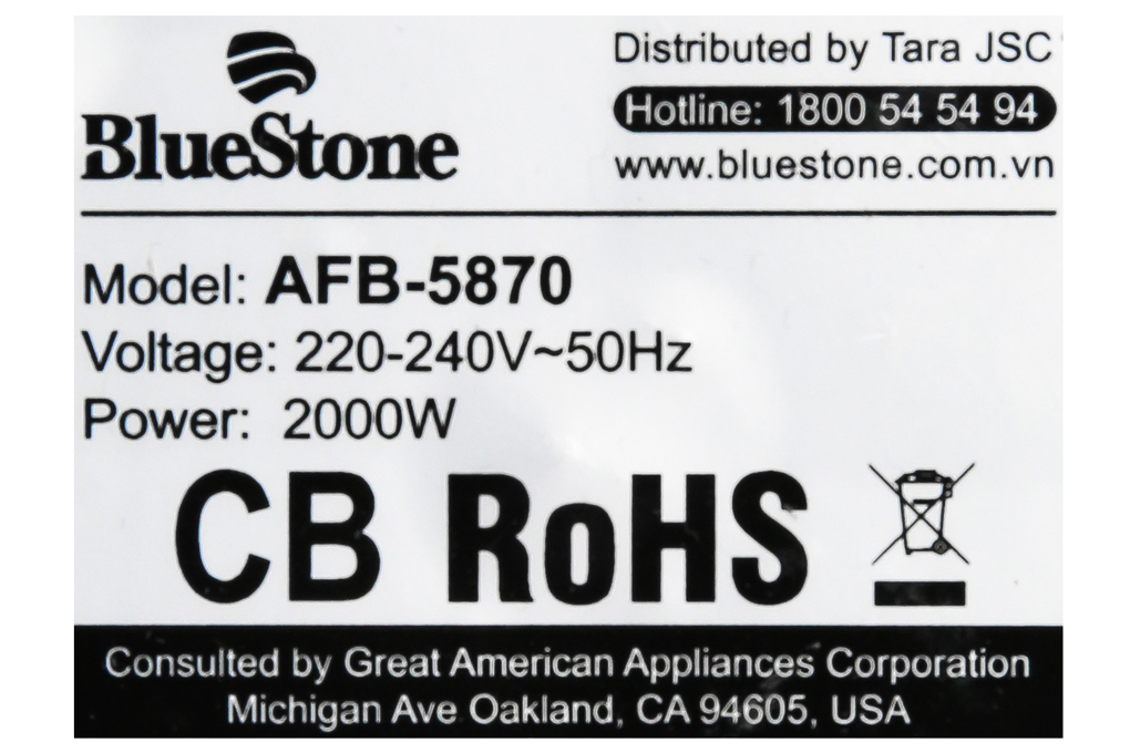 Nồi chiên không dầu Bluestone AFB-5870 5 lít