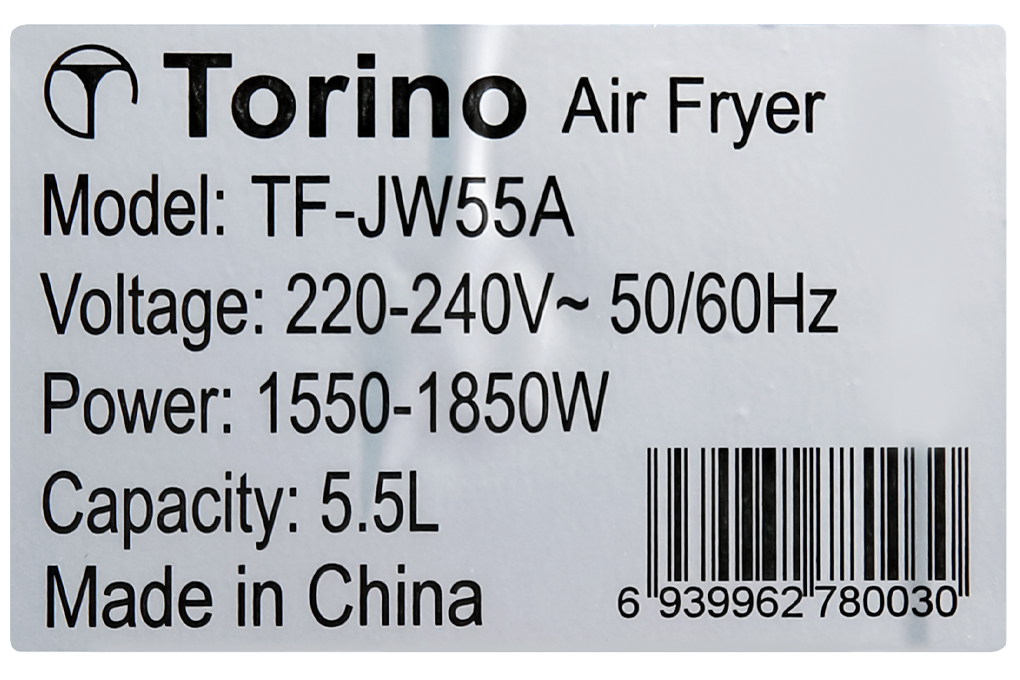 Nồi chiên không dầu Torino TF-JW55A 5.5 lít