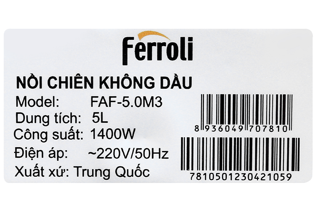 Nồi chiên không dầu Ferroli FAF-5.0M3 5 lít