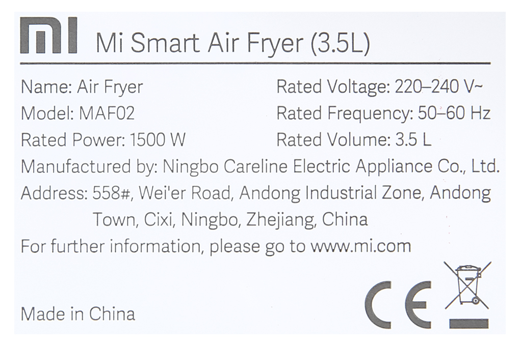 Nồi chiên không dầu Xiaomi Mi Smart MAF02 3.5 lít