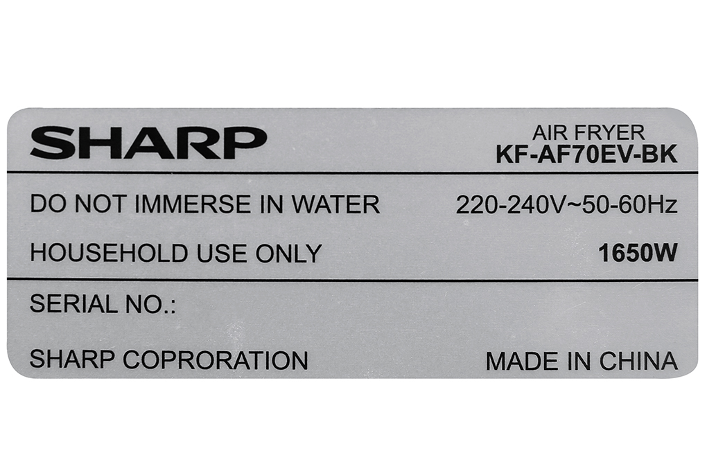 Nồi chiên không dầu Sharp KF-AF70EV-BK 5.5 lít