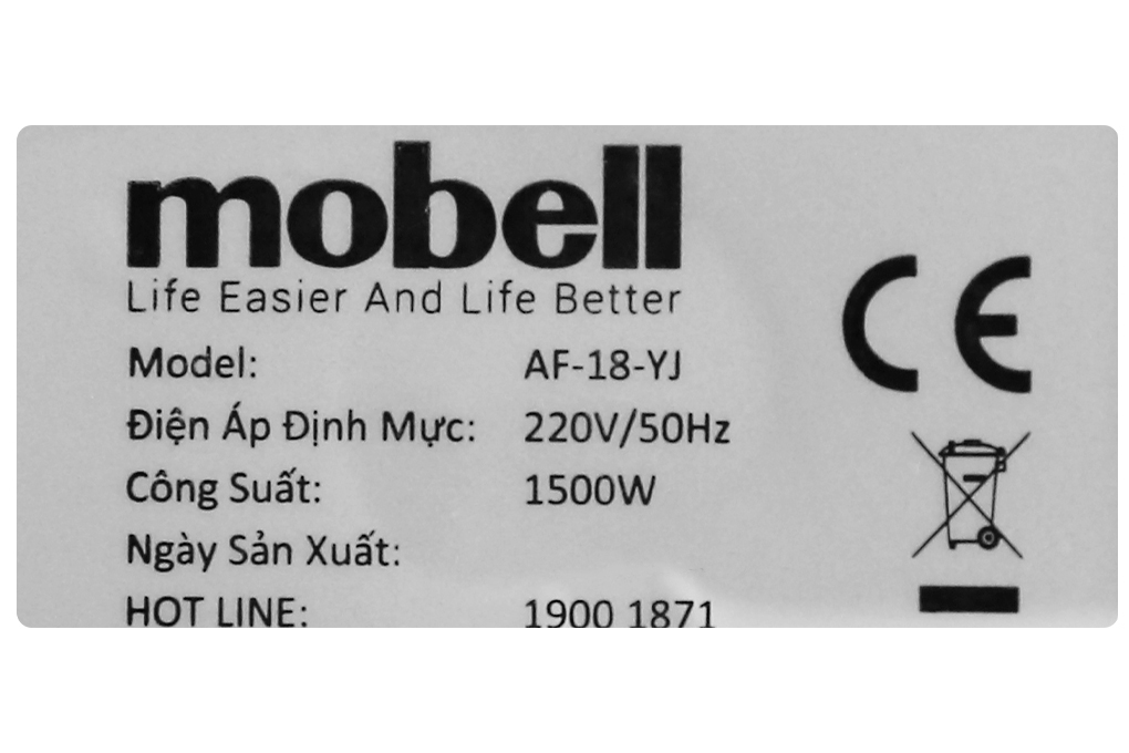 Nồi chiên không dầu Mobell AF-18-YJ 5.8 lít