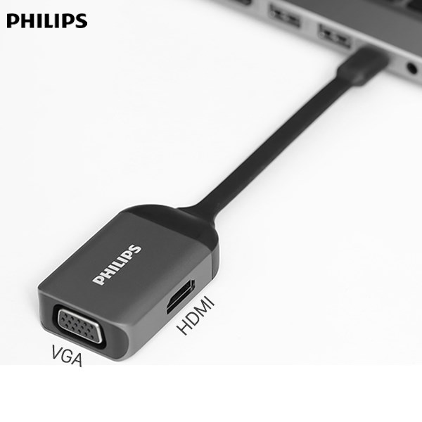 Adapter chuyển đổi USB-C 2 in 1 Philips SWR1607A-93 Xám
