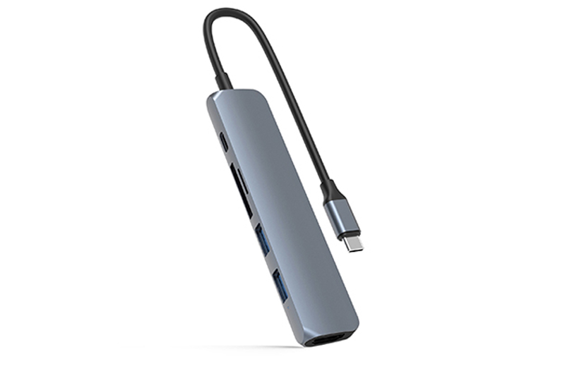 Adapter chuyển đổi USB C 6 in 1 HyperDrive HD22E Xám