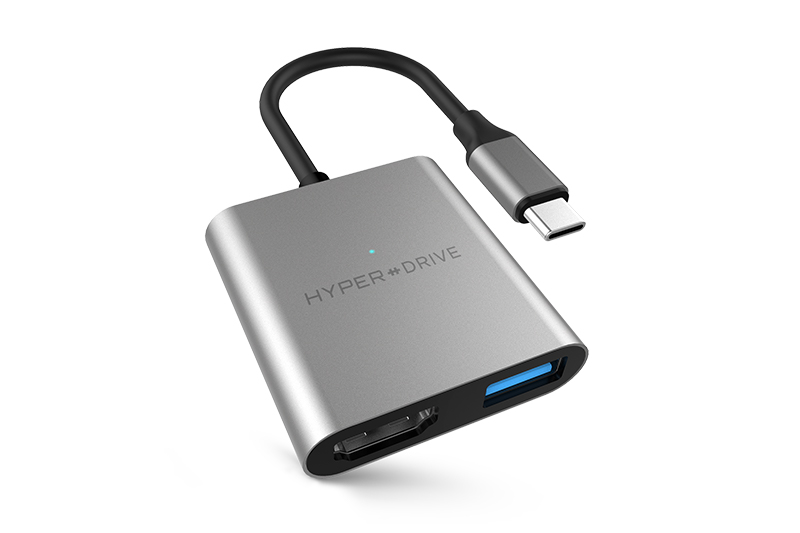 Adapter chuyển đổi USB C 3 in 1 HyperDrive HD259A Xám