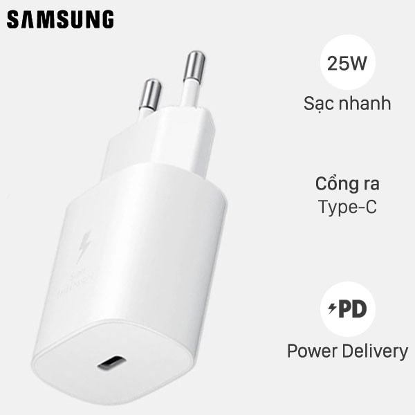 Adapter Sạc Type C PD 25W Samsung EP-TA800NW Trắng