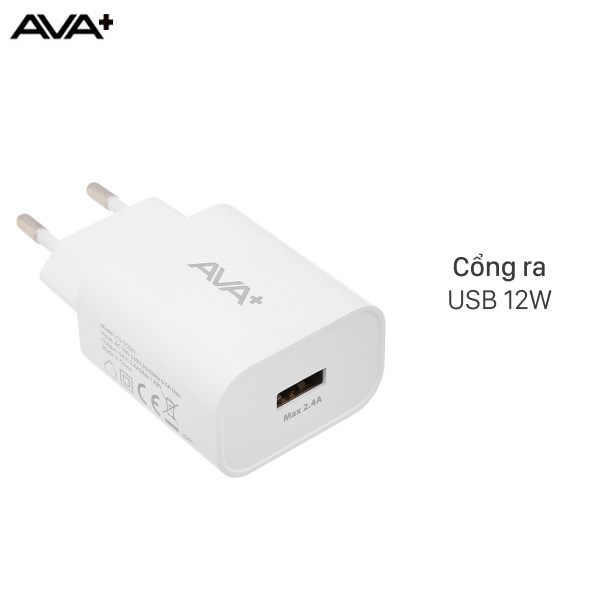 Adapter Sạc USB 12W AVA+ CS-TC021 Trắng
