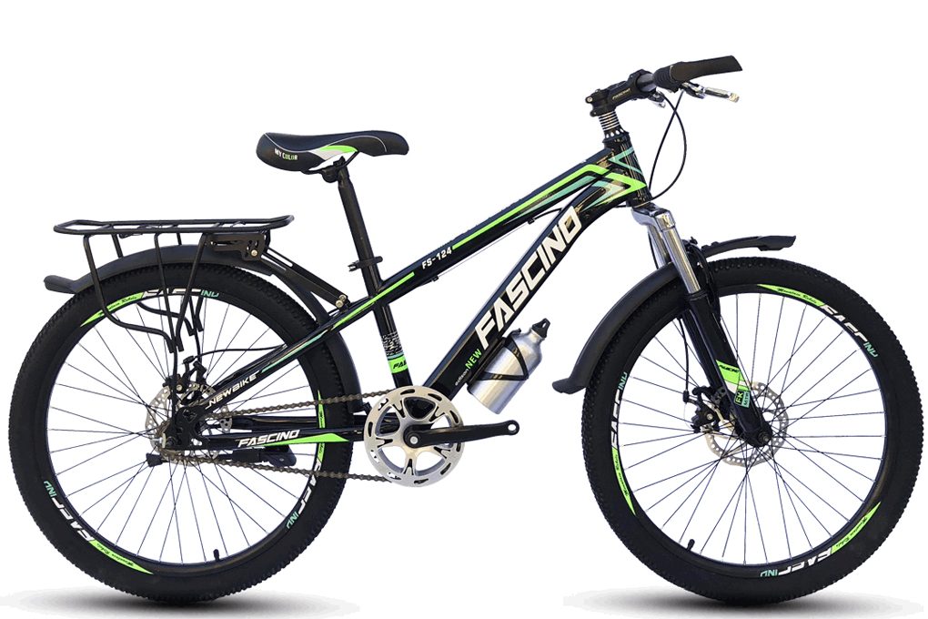 Xe đạp địa hình MTB Fascino FS-124 24 inch Đen xanh lá