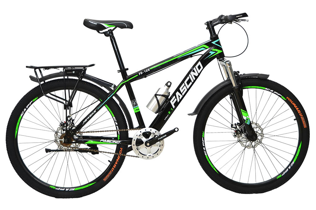 Xe đạp địa hình MTB Fascino FS-126 26 inch Đen xanh lá