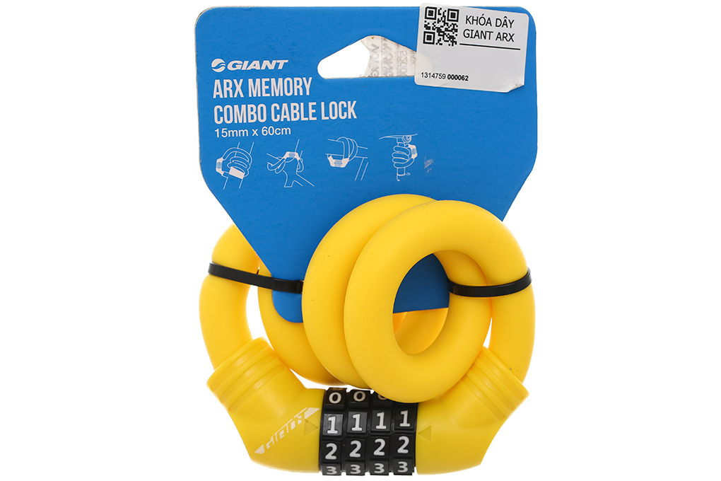 Khóa dây xe đạp Giant Arx Memory Combo Cable Lock Vàng